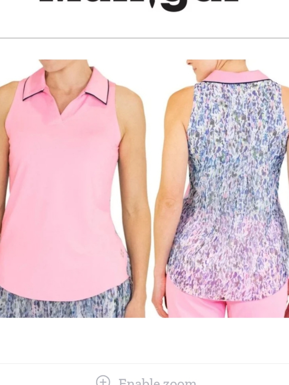 Jofit Pink Collared Watercolor Back Sleeveless Golf Top